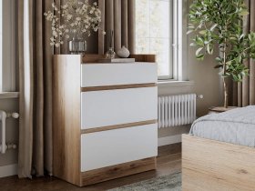 Комод 3 ящика Брауни (дуб делано/белый) в Железнодорожном - zheleznodorozhnyj.mebel-nsk.ru | фото