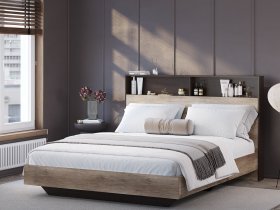 Кровать двуспальная 1,6м КР-16 Энигма (венге/дуб каньон) в Железнодорожном - zheleznodorozhnyj.mebel-nsk.ru | фото