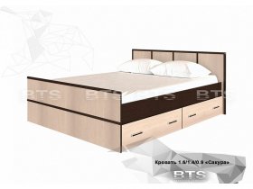 Кровать двуспальная с ящиками 1,4м Сакура (BTS) в Железнодорожном - zheleznodorozhnyj.mebel-nsk.ru | фото