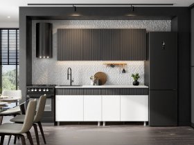 Кухонный гарнитур София (2,0м) (бланж/графит матовый) в Железнодорожном - zheleznodorozhnyj.mebel-nsk.ru | фото