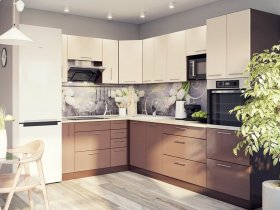 Модульная кухня Классика (ваниль/шоколад) в Железнодорожном - zheleznodorozhnyj.mebel-nsk.ru | фото